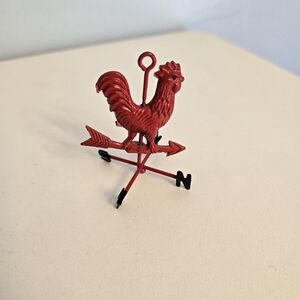 Red Metal Rooster Weather Vane Ornament 2.5"